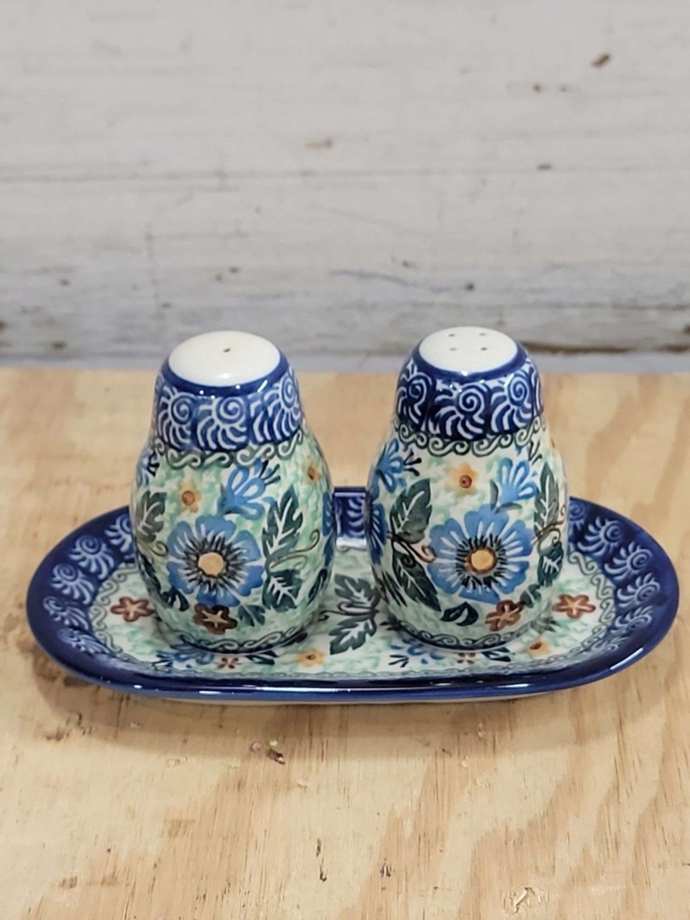 Handmade Polish  Pottery Salt & Pepper Shaker Set Stoneware 
Unikat
